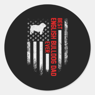 Sticker Rond Drapeau américain vintage Meilleur Bulldog anglais