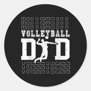 Sticker Rond Drapeau américain Vintage Volley-ball papa père