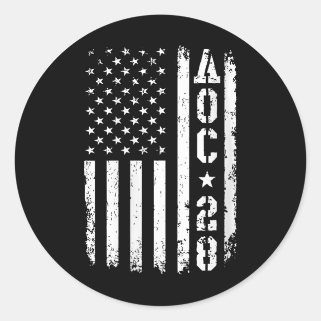 Sticker Rond Drapeau américain Womens Aoc 2028 col V (Devant)