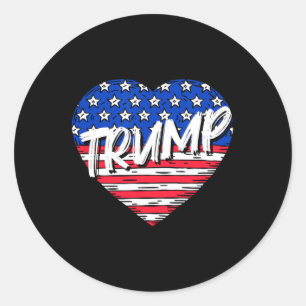 Sticker Rond Drapeau amour du coeur Trump