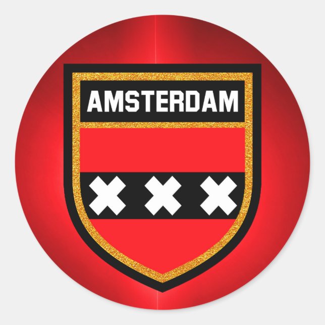 Sticker Rond Drapeau Amsterdam (Devant)
