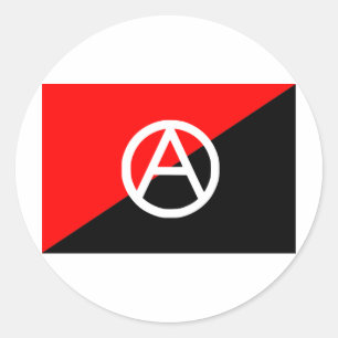Sticker Rond Drapeau anarchiste avec un symbole