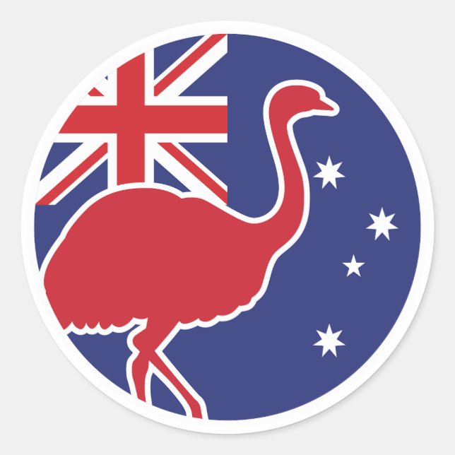 Sticker Rond Drapeau animal australien Emu (Devant)