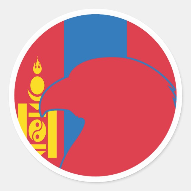 Sticker Rond Drapeau animal national mongol (Devant)