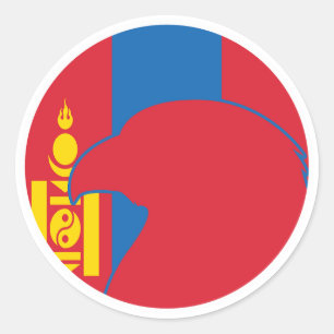Sticker Rond Drapeau animal national mongol