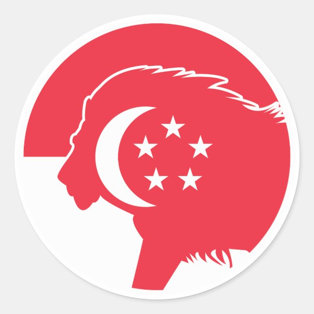 Sticker Rond Drapeau animal national singapourien Lion Singapou (Devant)