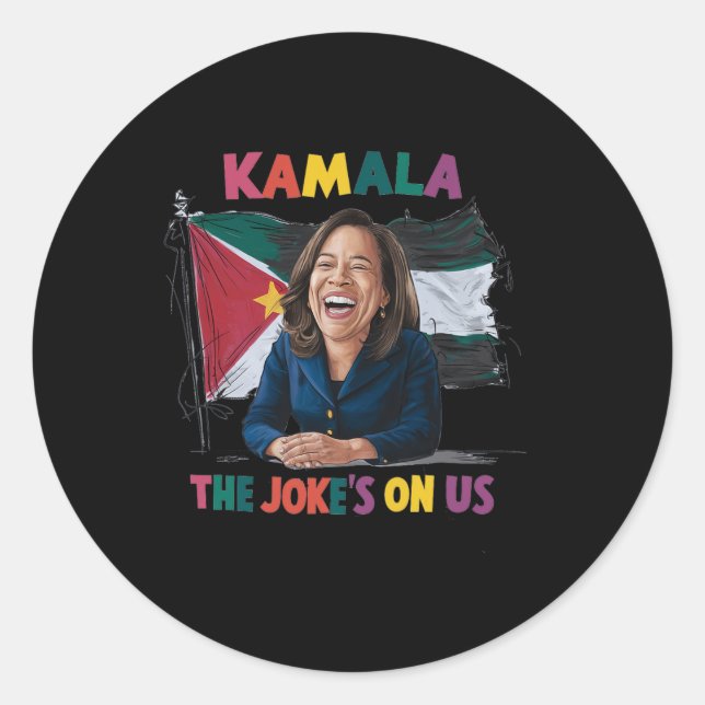 Sticker Rond Drapeau Anti Kamala Harris Palestine (Devant)