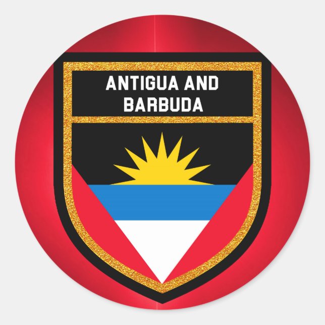 Sticker Rond Drapeau Antigua-Et-Barbuda (Devant)