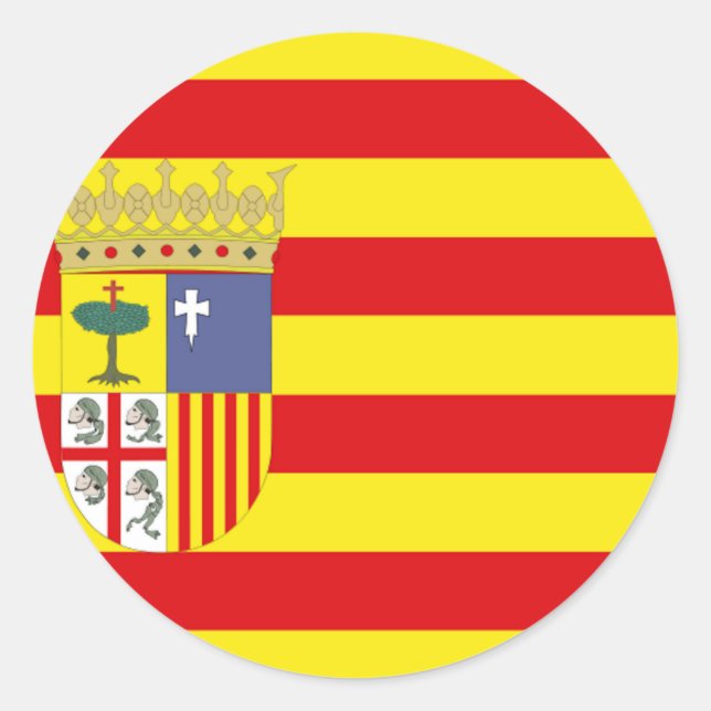 Sticker Rond Drapeau Aragon (Espagne) (Devant)