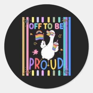 Sticker Rond Drapeau arc-en-ciel de la fierté de l'oie Fête amu
