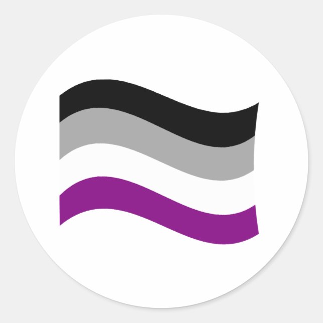 Sticker Rond Drapeau arc-en-ciel ondoyant de la fierté asexuée (Devant)