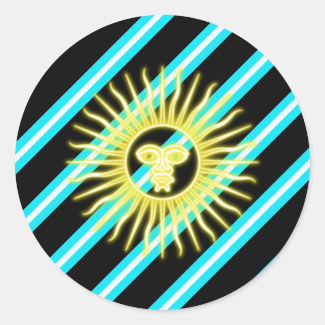 Sticker Rond Drapeau argentin à rayures (Devant)