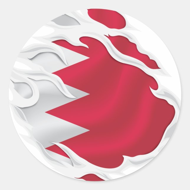 Sticker Rond Drapeau arraché à Bahreïn (Devant)