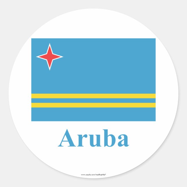 Sticker Rond Drapeau Aruba avec nom (Devant)