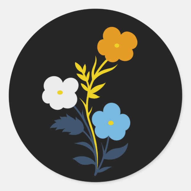 Sticker Rond Drapeau Asexuel Aromantique subtil Fleurs (Devant)