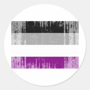 STICKER ROND DRAPEAU ASEXUEL DÉTRUIT