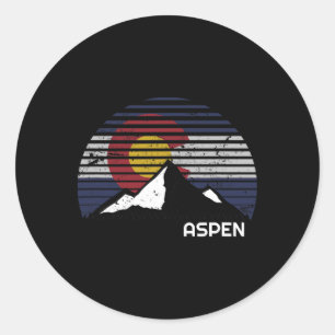 Sticker Rond Drapeau Aspen Colorado - Co Bluebird Day Mountain 