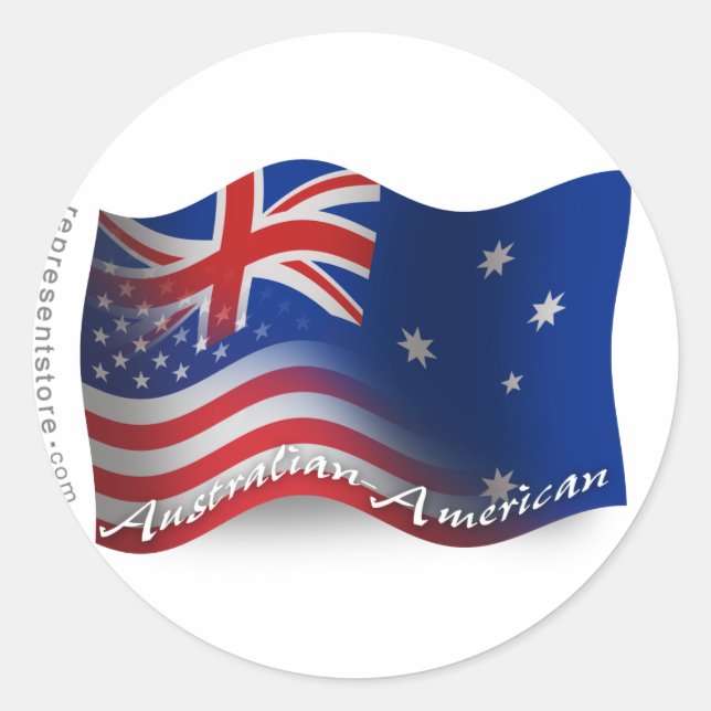Sticker Rond Drapeau australien-américain (Devant)