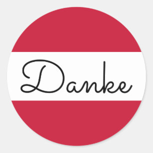 Sticker Rond Drapeau autrichien couleurs Danke