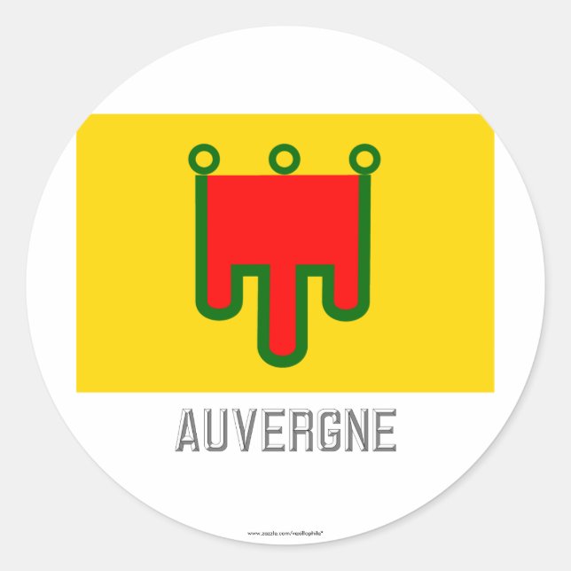 Sticker Rond Drapeau Auvergne avec nom (Devant)