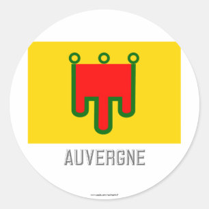Sticker Rond Drapeau Auvergne avec nom