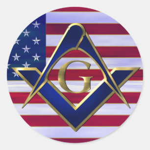 Sticker Rond Drapeau avec Carré et Compas