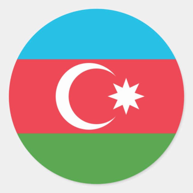 Sticker Rond Drapeau azerbaïdjanais, Drapeau azéri (Devant)