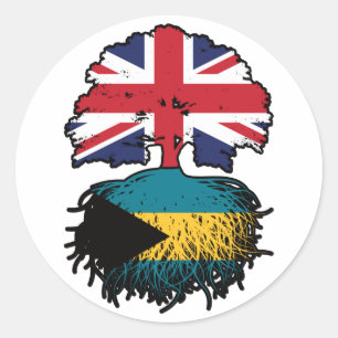 Sticker Rond Drapeau bahaméen britannique des racines d'arbre