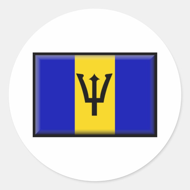 Sticker Rond Drapeau Barbade (Devant)