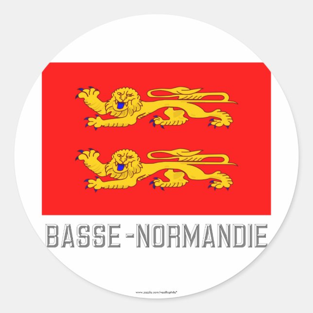 Sticker Rond Drapeau Basse-Normandie avec nom (Devant)