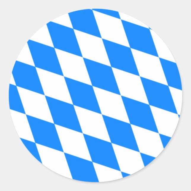 Sticker Rond Drapeau bavarois - Flagge Bayerische (Devant)
