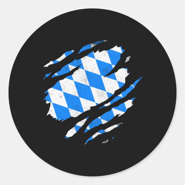 Sticker Rond Drapeau bavarois Munich Gery Europe Ger Bayern Bav (Devant)