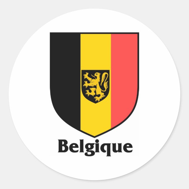 Sticker Rond Drapeau Belgique Crest / Belgique (Devant)