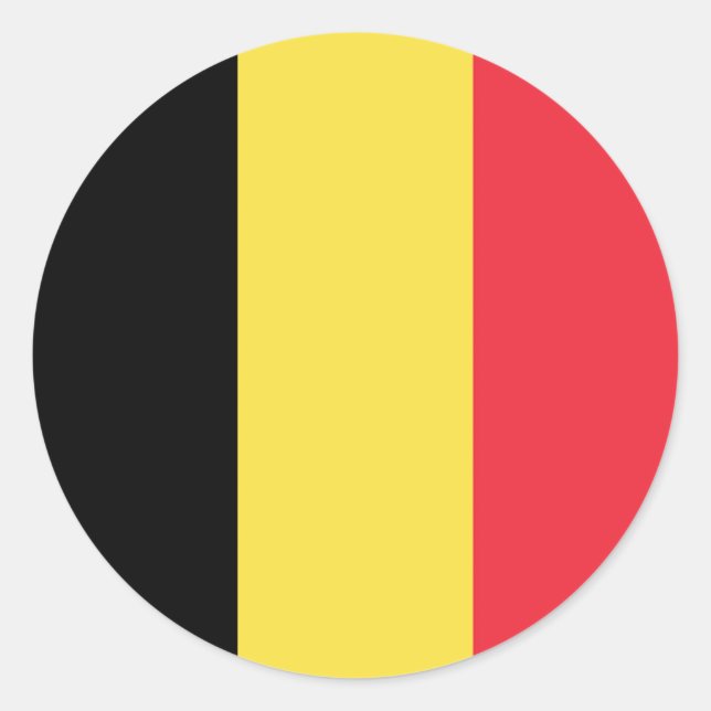 Sticker Rond Drapeau Belgique Tricolore (Devant)