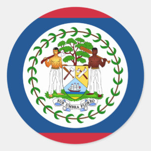 Sticker Rond Drapeau bélizien, Drapeau du Belize