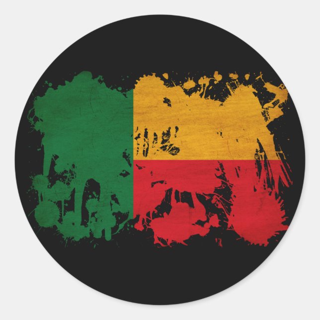 Sticker Rond Drapeau Bénin (Devant)