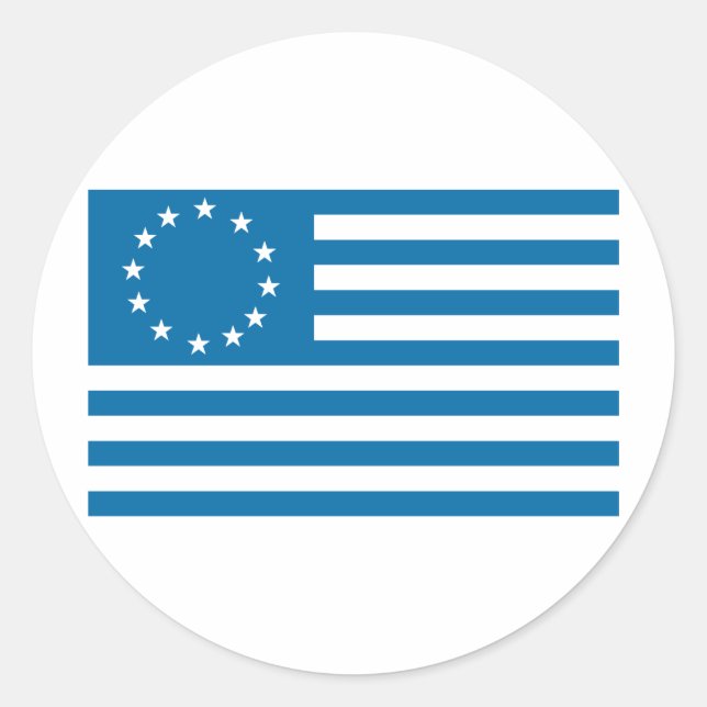 Sticker Rond Drapeau Betsy Ross - Bleu (Devant)