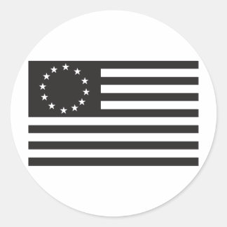 Sticker Rond Drapeau Betsy Ross - Noir