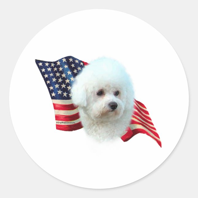 Sticker Rond Drapeau Bichon (Devant)