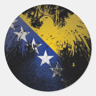 Sticker Rond Drapeau bosnien