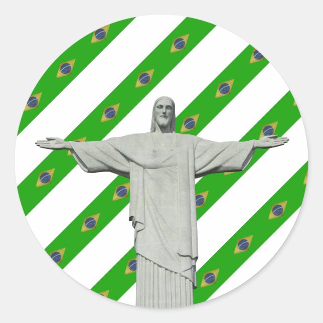 Sticker Rond drapeau brésilien à rayures (Devant)