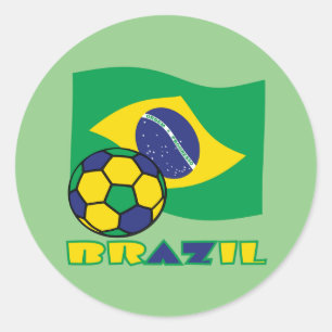 Sticker Rond Drapeau brésilien Brésil Ballon de football