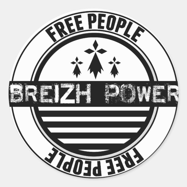 Sticker Rond Drapeau Bretagne Breizh free people (Devant)
