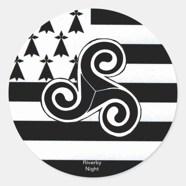 Sticker Rond Drapeau breton (breton) (Devant)