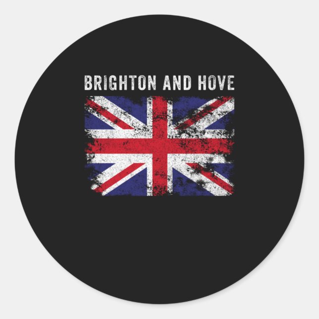Sticker Rond Drapeau Britannique Brighton Et Hove Cool De Souve (Devant)
