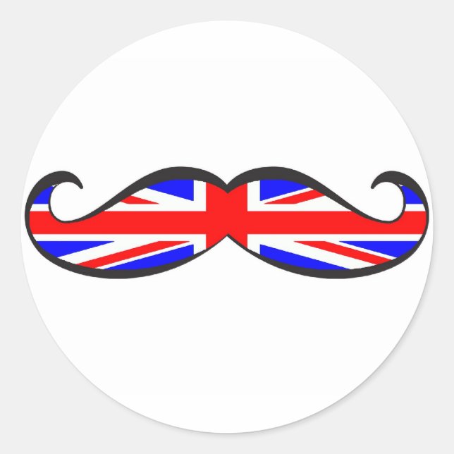Sticker Rond Drapeau britannique Moustache (Devant)