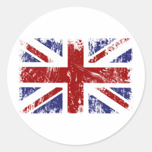 Sticker Rond Drapeau britannique Union Jack Punk Grunge