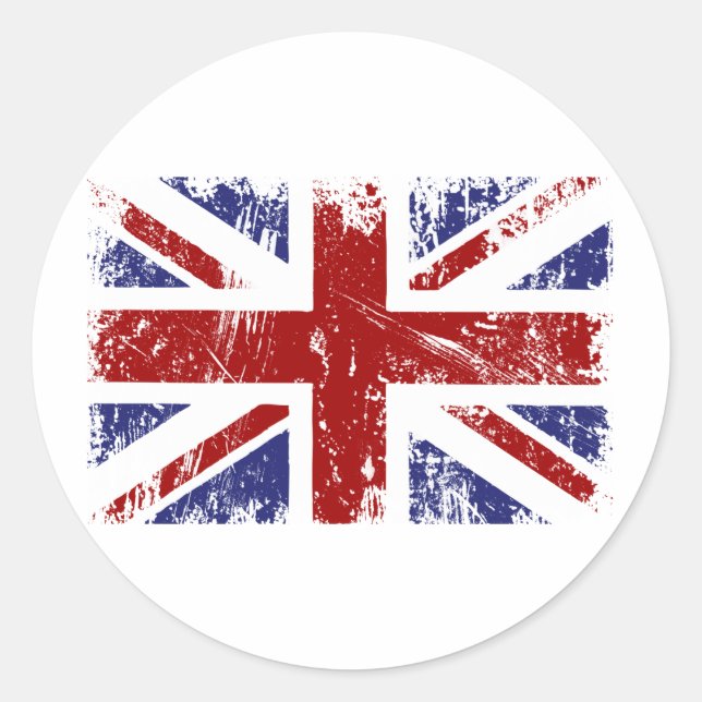 Sticker Rond Drapeau britannique Union Jack Punk Grunge (Devant)