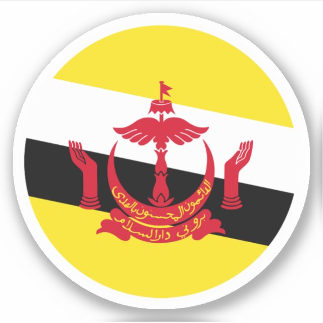 Sticker rond Drapeau Brunei (Devant)