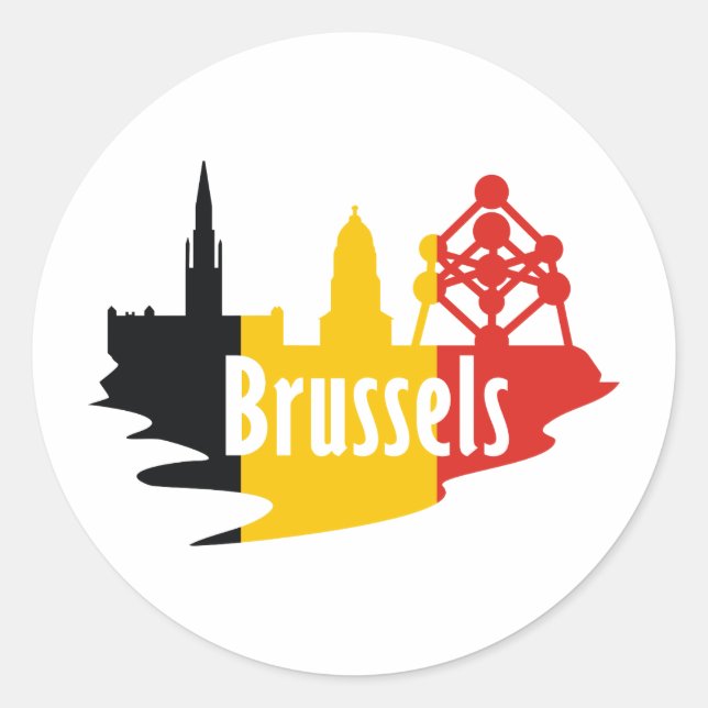Sticker Rond Drapeau Bruxelles (Devant)